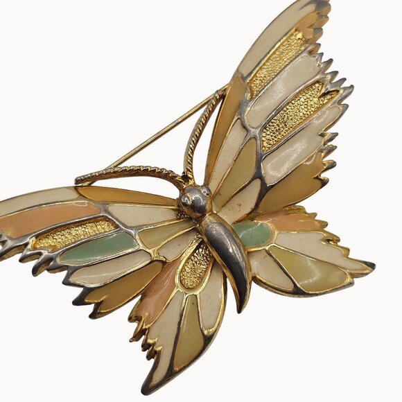 VTG Brooch 3PC Set Butterflies Spring Fairycore Whimsy Cute Floral Cottage Pins - Picture 4 of 11